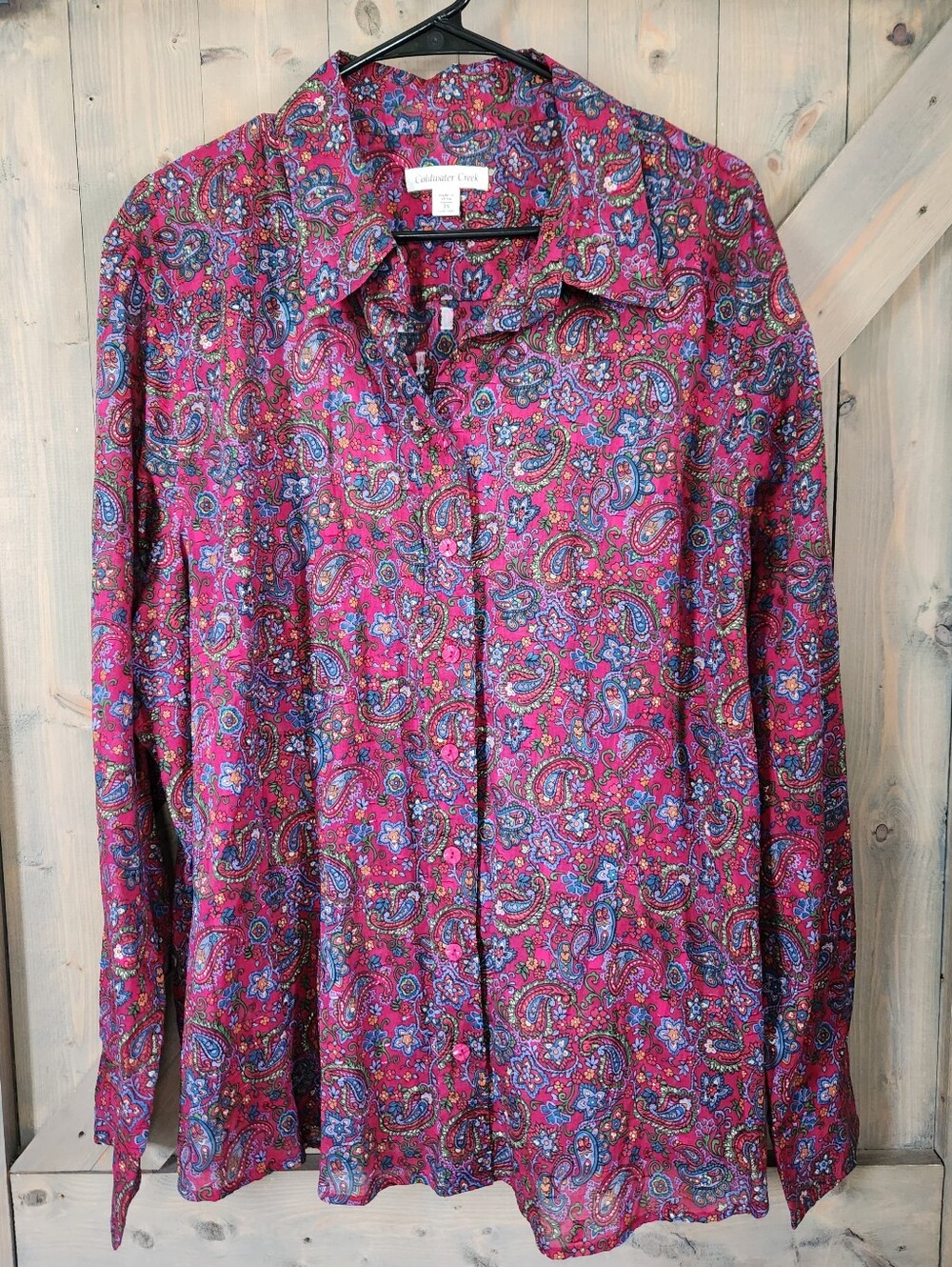 Coldwater Creek Floral Paisley Button Front Cotton Top Size 3X EXCELLENT